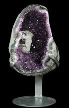 Amethyst Geode With Calcite On Metal Stand - Uruguay #51299