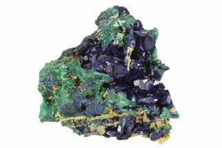 Large, Sparkling Azurite Crystals With Malachite - Laos #95803