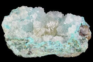 Quartz on Chrysocolla & Calcite - Peru #98117