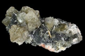 Large Cerussite Crystals with Bladed Barite on Galena - Morocco #98733