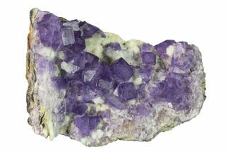 Purple Cubic Fluorite Crystal Cluster with Quartz - Morocco #137154