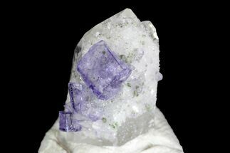 Cubic Purple Fluorite Crystals on Quartz - China #161602