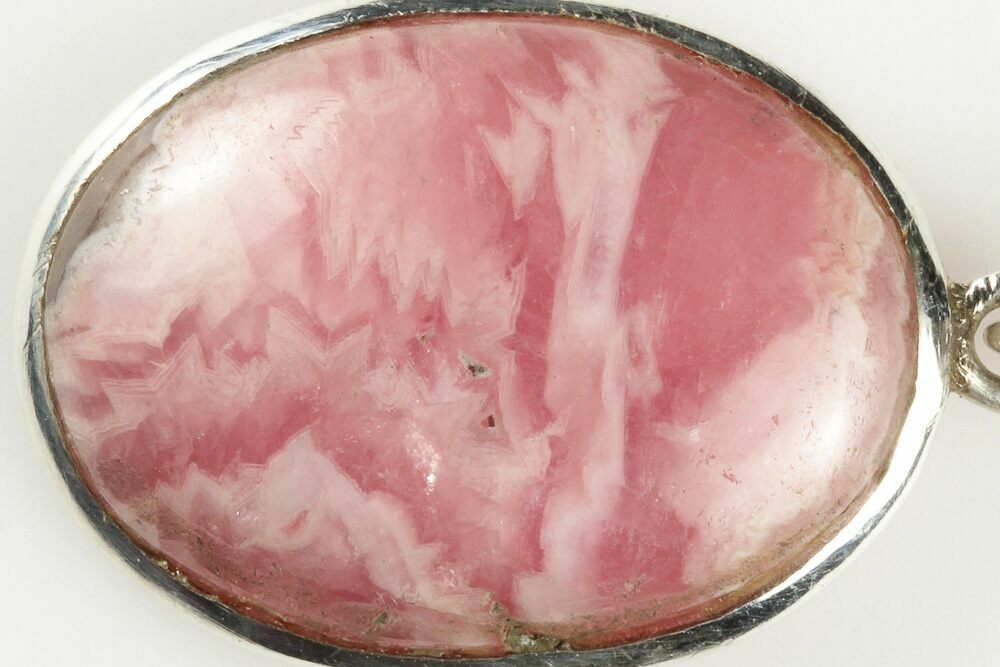 Rhodochrosite Pendant Necklace Sterling Silver