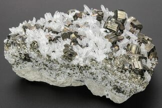 Gleaming, Striated Pyrite and Quartz Crystal Association - Peru #213674