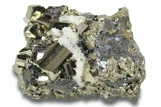 Lustrous Pyrite & Quartz on Sphalerite - Peru #250353