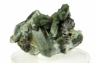 Green Hedenbergite Included Quartz Cluster - Mongolia #255850