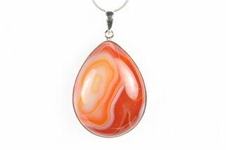 Banded Carnelian Agate Pendant - Sterling Silver #278479