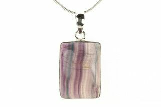 Banded Fluorite Pendant (Necklace) - Sterling Silver #278753