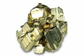Gleaming Striated Pyrite Crystal Cluster - Peru #291910