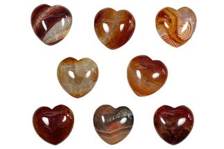 1.5" Polished Banded Carnelian Agate Hearts