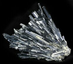 Sharp Metallic Stibnite Crystal Cluster - China #31578