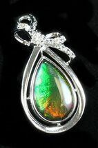 Ammolite Pendant With Sterling Silver & White Sapphires #31681