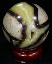 Polished Septarian Sphere - Crystal Pocket #32013
