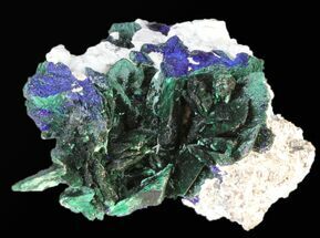 Blue Azurite on Fibrous Malachite - Congo #33523