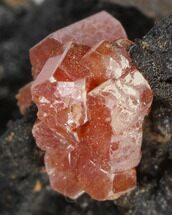 Red Vanadinite Crystal on Manganese Oxide - Morocco #38479