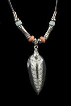 Fossil Orthoceras (Devonian Cephalopod) Necklace #43117