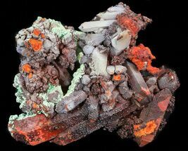 Malachite and Limonite Coated Quartz Cluster - Morocco #43812