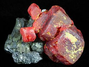 Realgar Crystals on Sphalerite - Peru #45739