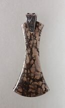 Black Agatized Dinosaur Bone Axe Pendant #5254