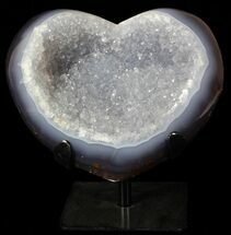 Polished, Agate Heart Filled with Druzy Quartz - Uruguay #62836