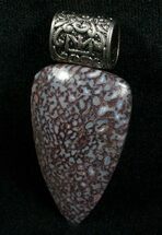 Purple Agatized Dinosaur Bone Pendant #5983