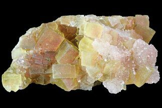 Yellow Cubic Fluorite Cluster With Quartz - Morocco #84296