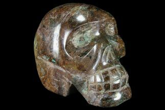 Polished Stone Skull With Malachite and Chalcopyrite #86298