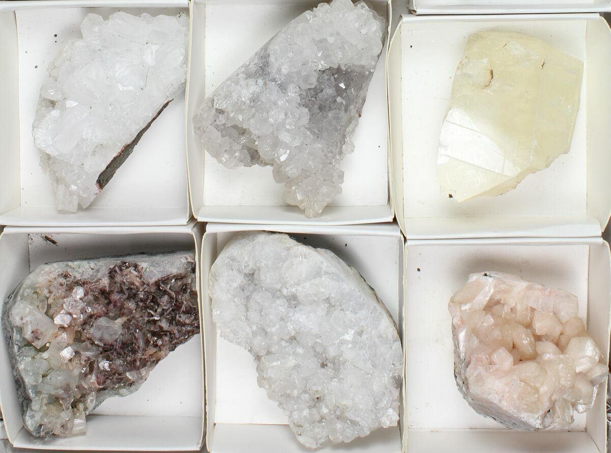 Mixed Indian Mineral & Crystal Flat 12 Pieces For Sale (95611