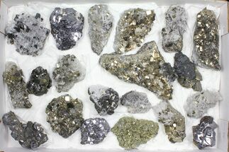 Wholesale Flat - Pyrite, Galena, Quartz, Clusters (Peru) - Pieces #97063