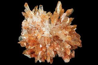 Orange Creedite Crystal Cluster with Fluorite - Durango, Mexico #99196