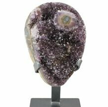Dark Purple Amethyst Crystal Cluster On Metal Stand - Uruguay #99890