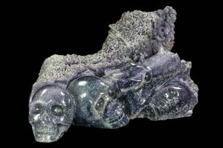 Carved Grape Agate Cluster With Polished Skulls #107224