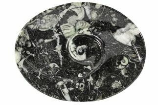 Oval Shaped Fossil Goniatite Dish - Morocco #108061