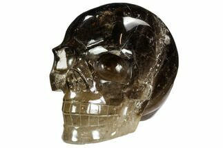 Carved, Dark Smoky Quartz Crystal Skull #108770