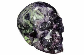 Carved, Purple & Green Fluorite Skull #108769