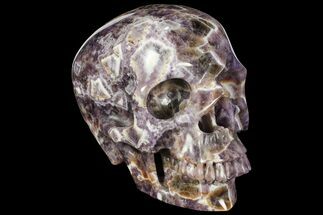 Huge, Realistic, Carved Chevron Amethyst Skull #111220