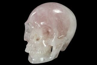 6" Realistic, Polished Brazilian Rose Quartz Crystal Skull - Crystal #116291