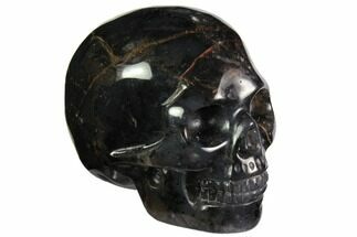 Realistic, Polished Black/Grey Agate Skull #116828