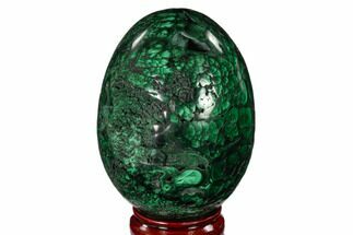 Stunning, 4.6" Polished Malachite Egg - Congo - Crystal #150315