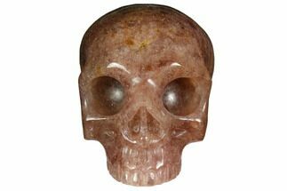 3" Realistic, Carved Strawberry Quartz Crystal Skull - Crystal #150991