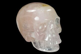 Realistic, Polished Brazilian Rose Quartz Crystal Skull #151069