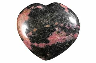 3.4" Polished Rhodonite Heart - Madagascar - Crystal #160461