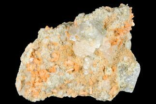 Red-Orange Stilbite Crystal Cluster with Calcite - Peru #173303