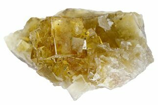Gemmy, Yellow, Cubic Fluorite Crystal Cluster - Asturias, Spain #175533