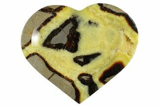 6.85" Polished, Heart-Shaped Septarian Dish - Madagascar - Crystal #174409