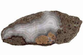 4.9" Polished Banded Laguna Agate Slab - Mexico - Crystal #185192