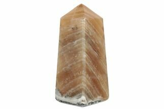 3" Polished, Banded Honey Calcite Obelisk  - Crystal #187460