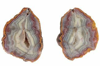 3.7" Colorful, Polished Agate Nodule Pair - Kerrouchen, Morocco - Crystal #186911