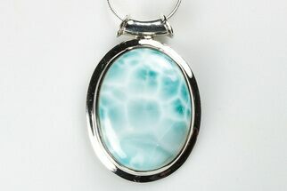 1.8" Large, Larimar Pendant  (Necklace) - 925 Sterling Silver  - Crystal #192217
