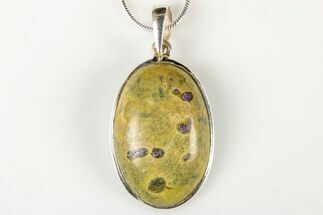 Serpentine With Purple Stitchtite Pendant - Sterling Silver #192455